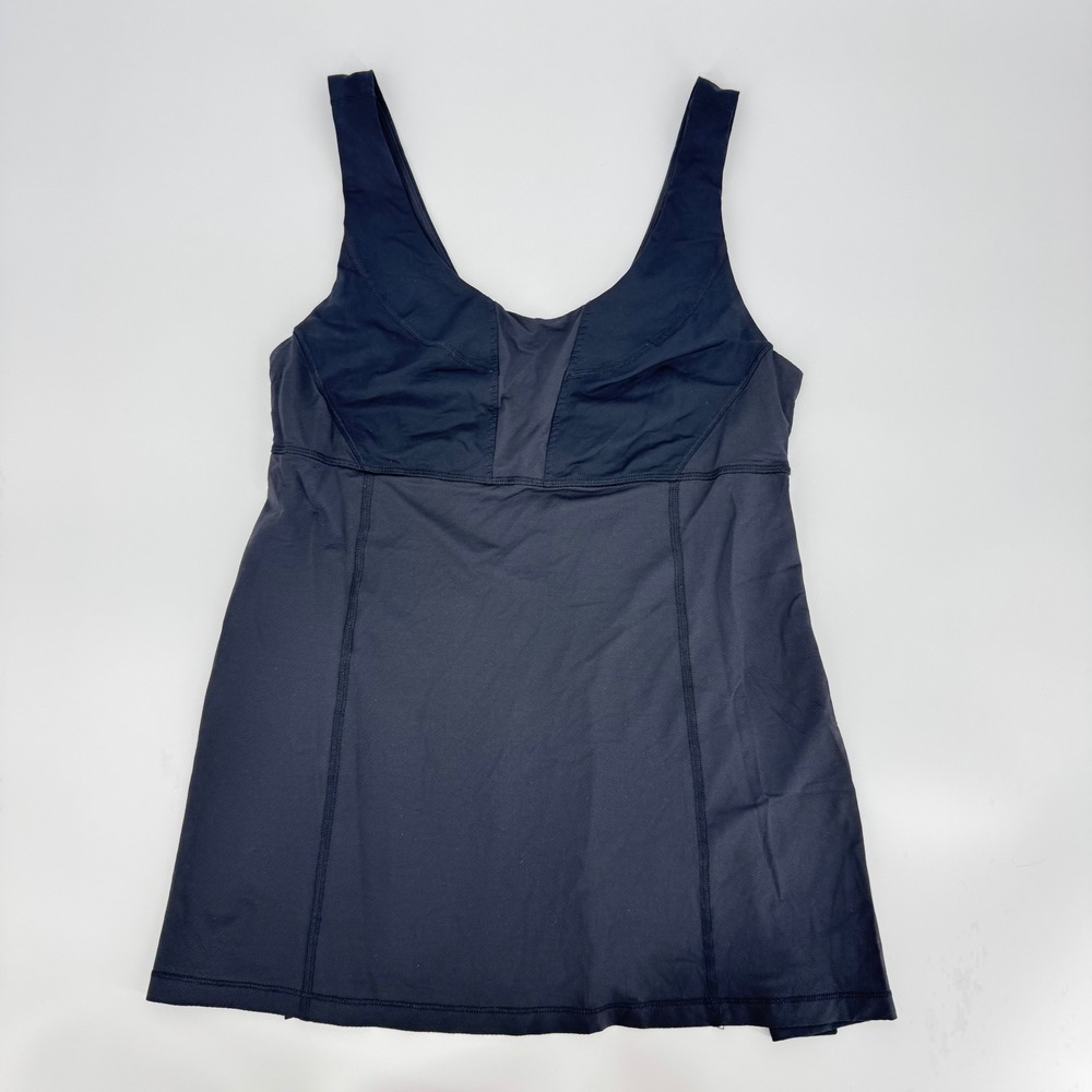 Lululemon Women's Black Long Tank Top Size 8 Built-In Bra‎ Shelf Active Yoga